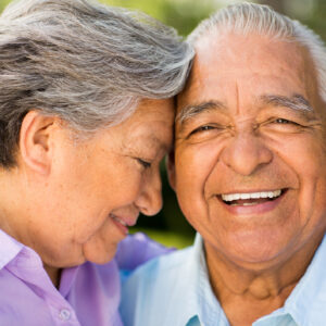 Senior couple smiling together